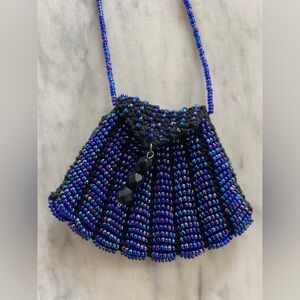 Hand knit seed Bead Handbag necklace